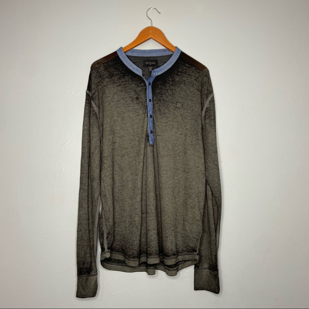 True Religion Men's Walkway Military Thermal Long Sleeve Shirt NWT C